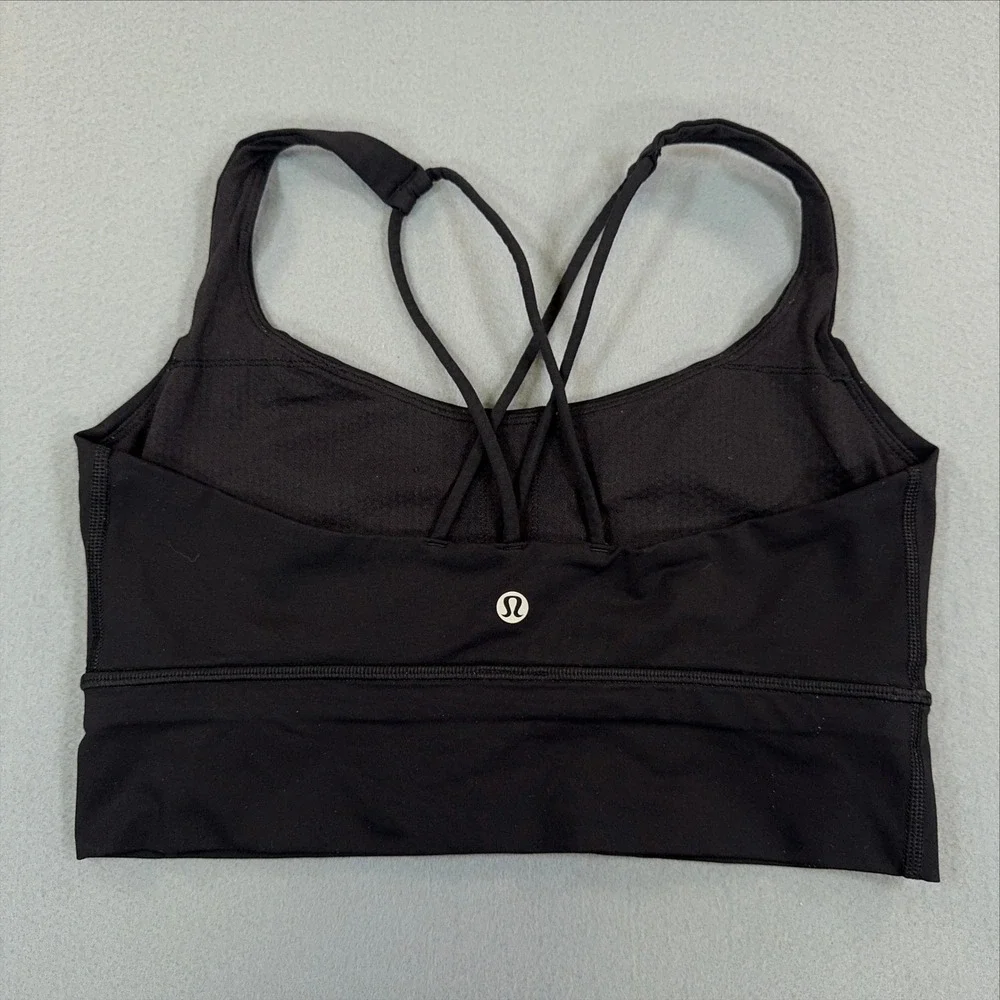 Lululemon Free To Be Serene Longline Sports Bra Black Strappy Back Size 6